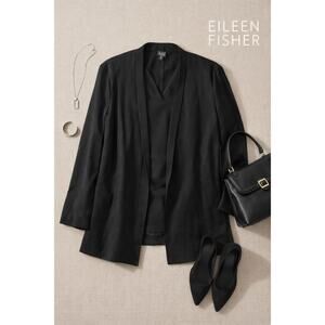 Eileen Fisher Solid Black Suit Jacket Sz. L
